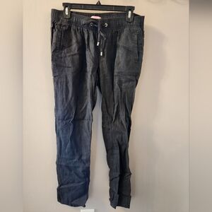 Lilly Pulitzer Aden Linen Pants Onyx Black Medium Lightweight Beachy